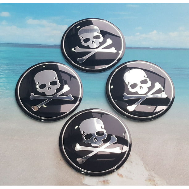 1^Skull Head Bone Emblem Car Body Door Stickers Fuel Tank Cap Badge Decal Silver